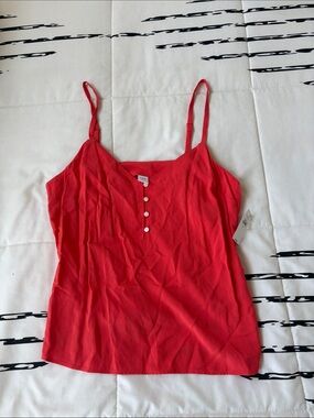 Old Navy Coral Red Button-Front Spaghetti Strap Cami